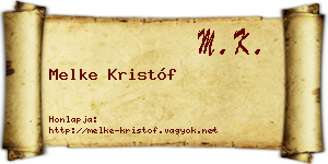 Melke Kristóf névjegykártya